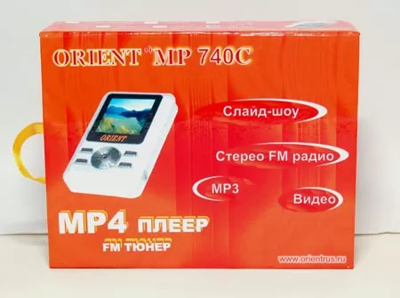 Упаковка MPEG 4 плеера Orient MP 740C