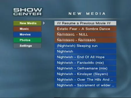 Меню Pinnacle ShowCenter 200