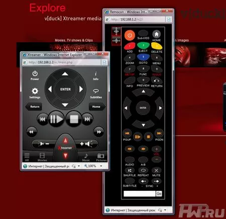 Веб-интерфейс HD медиаплеера v[duck] Xtreamer A211