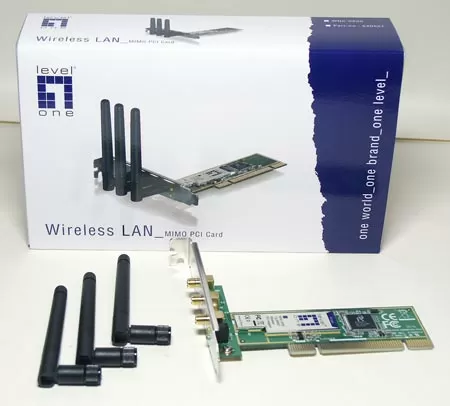 Комплект поставки сетевого контроллера Wi-Fi Level One WNC-0500 с поддержкой MIMO