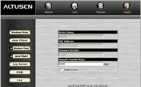 Меню KVM-переключателя