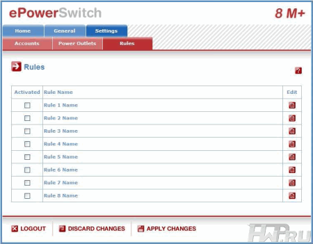 Интерфейс управления ePowerSwitch 8M+
