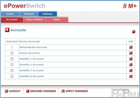 Интерфейс управления ePowerSwitch 8M+