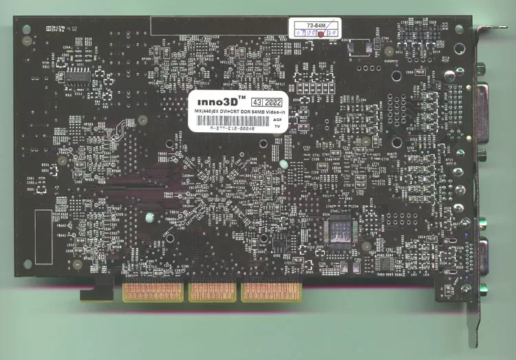Видеокарта Inno3D Tornado4 MX440 AGP8x сзади