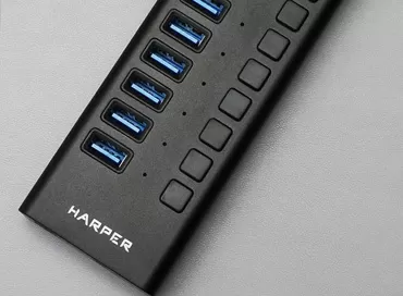Обзор USB 3.0 хаба на 10 портов с внешним питанием - Harper HUB-10MB